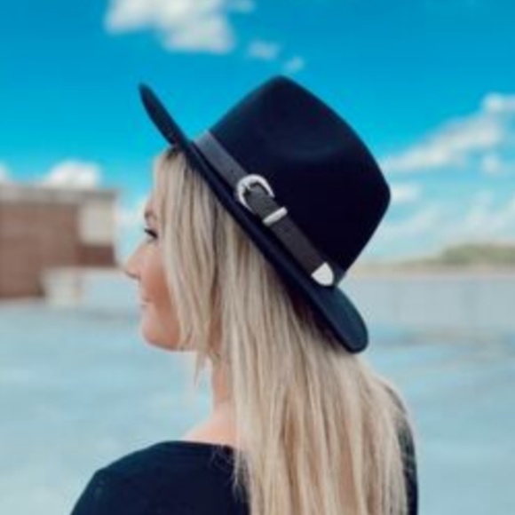 Boho Western style black buckle Fedora main image 5